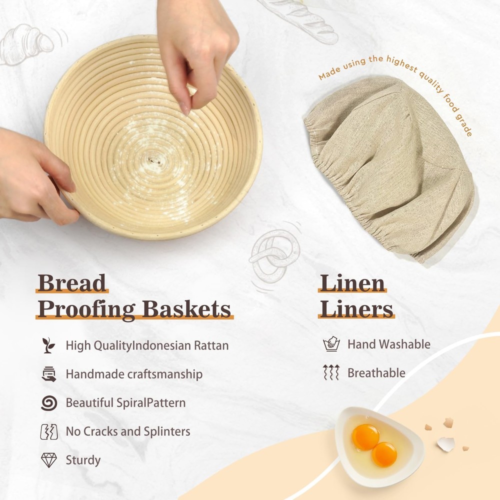Neddie Bread Proofing Baskets Set Sourdough Bread Baking tools sourdough star...