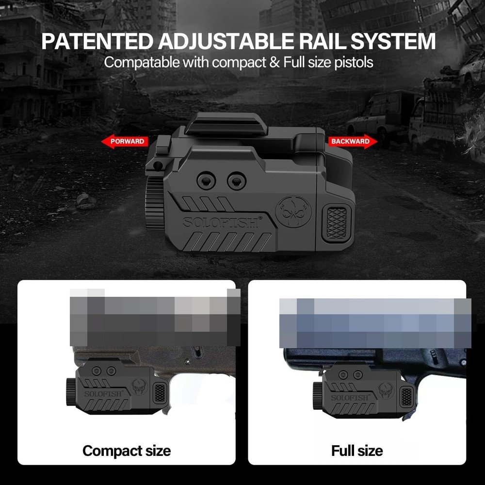 Shockproof Handgun Flashlight with Adjustable Green Laser - Perfect for Hunting