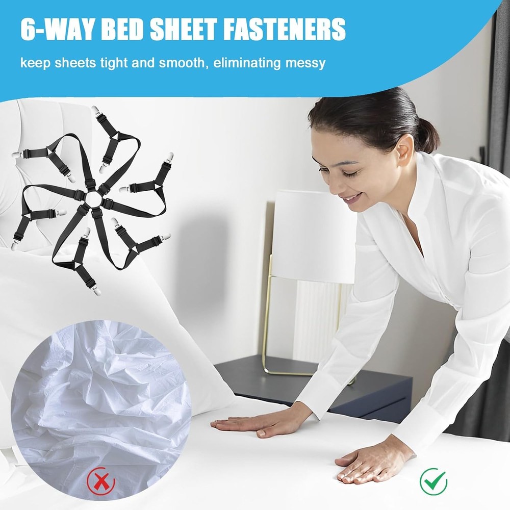 Bed Sheet Holder Straps, Adjustable Elastic Fitted Strap Tablecloth...