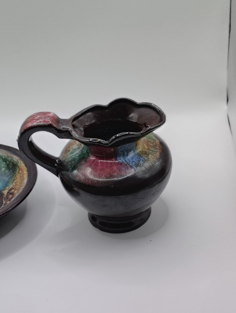 Vintage Aurora Drip Glaze Pitcher & Underplate