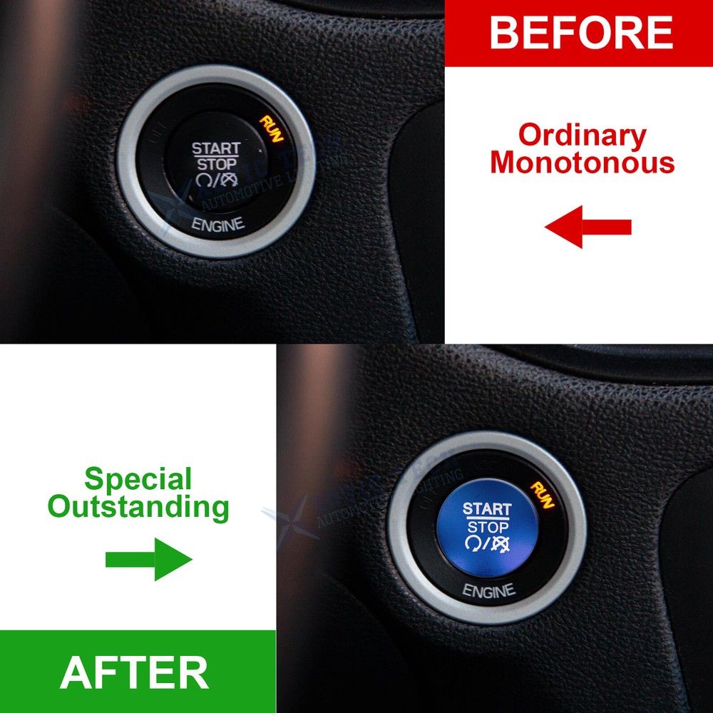 BLUE Ignition Engine Start Stop Push Button Cover For Dodge Charger Durango Ram