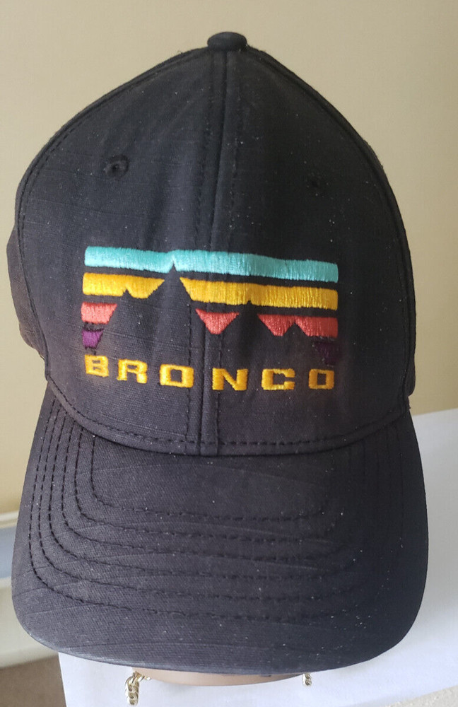 Ford Bronco Strapback Hat Cap Black Embroidered Washed