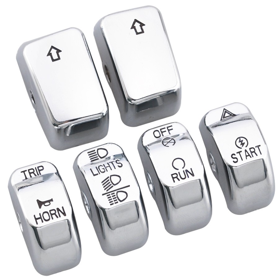 6pcs Chrome Hand Control Switch Housing Button Caps for Harley Street Bob FXDB