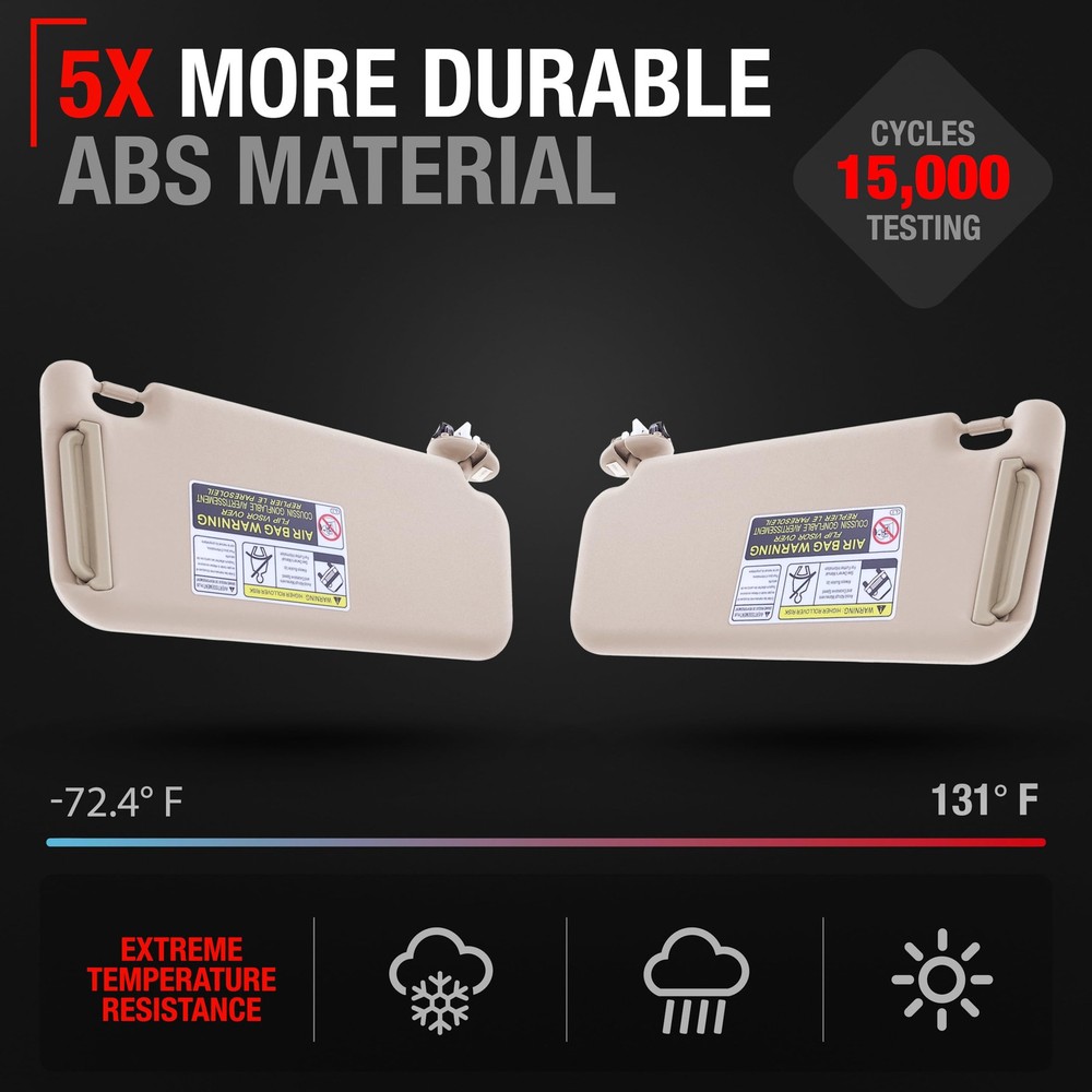 Sun Visor Replacement Set, Left and Right - Compatible with 2010-2012 Toyota RAV