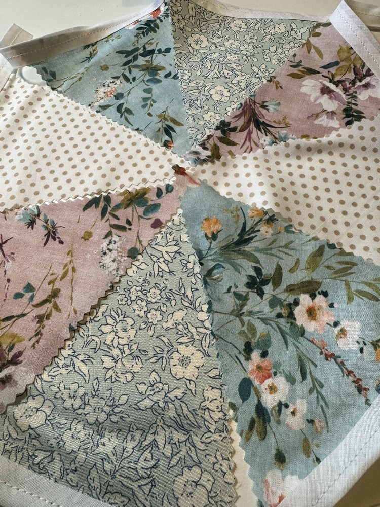 Handmade Cotton Bunting, Floral - 2 Meters Single Sided