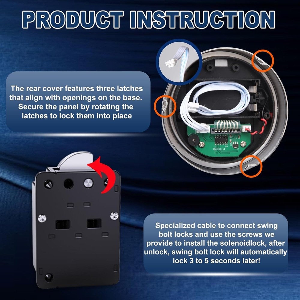 Electronic Safe Lock LED Keypad Chrome Gun Safe Lock Replacement With Swing Bolt