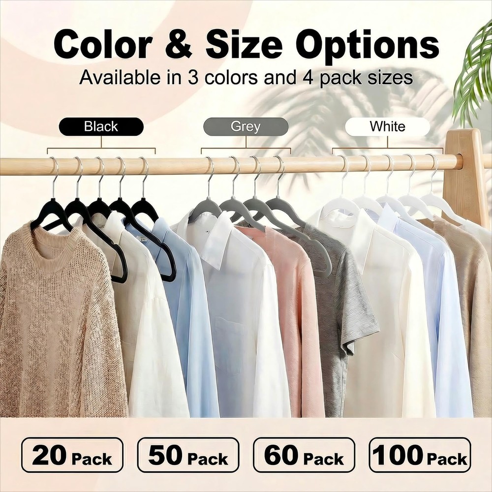 Plastic Hangers Black 50 Pack Heavy Duty for Clothes