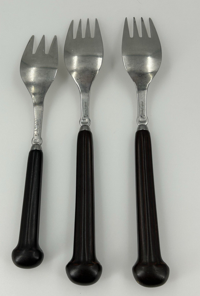 vintage Denby England Replacement 2 Dinner Forks 1 Salad Fork Brown Ceramic