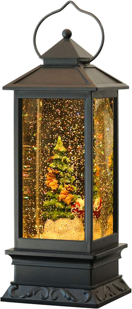 Lighted Musical Snow Globe Lantern with 6 Hour Timer, 12 Inches USB Powered & Ba