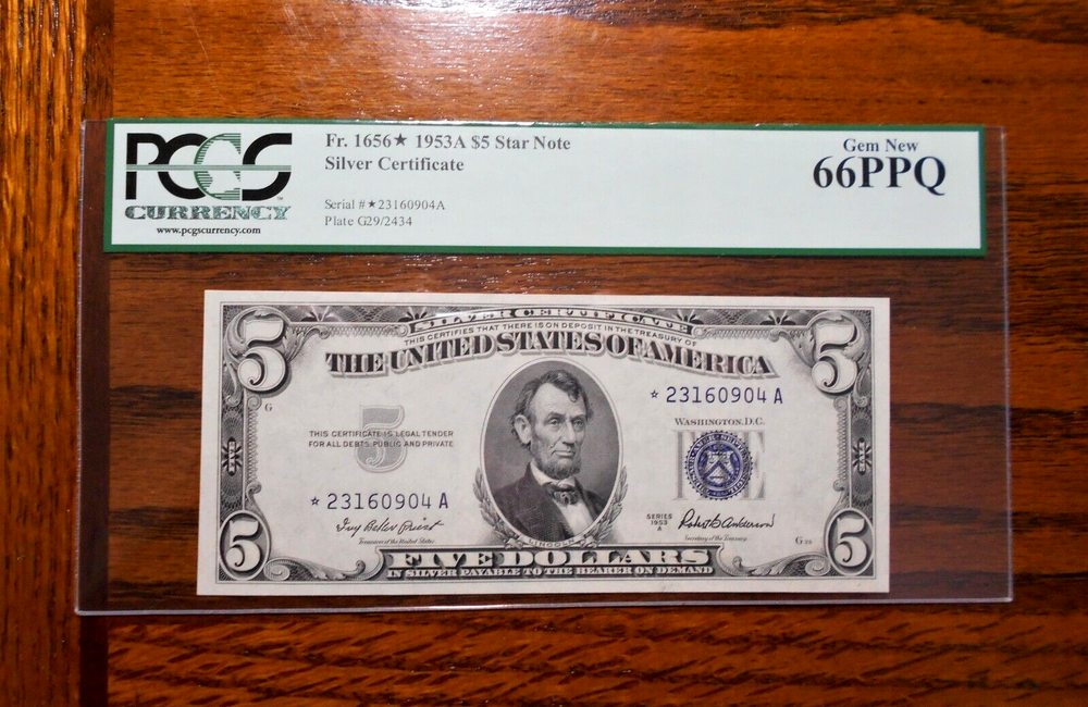 1953A $5 Silver Certificate Star Note ⭐ PCGS 66 PPQ