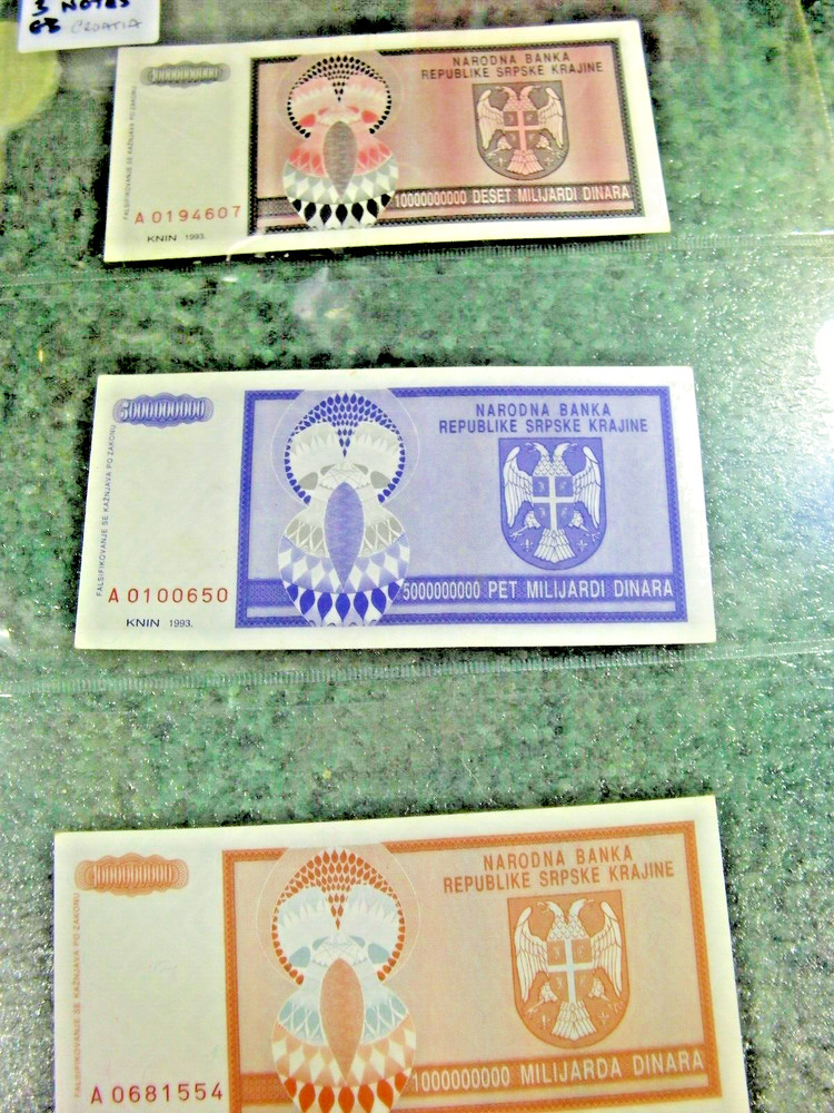 +BANK NOTES WORLD   CROATIA     3 NOTES   G3