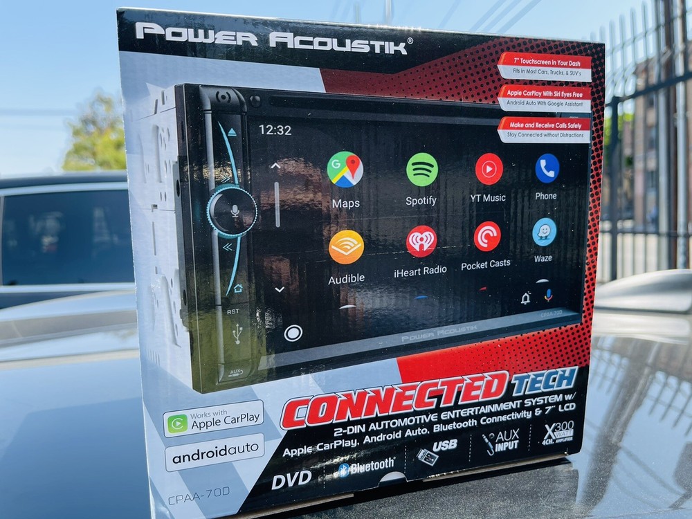 Power Acoustik 2 Din CPAA-70D CD DVD Player Android Auto CarPlay Bluetooth USB