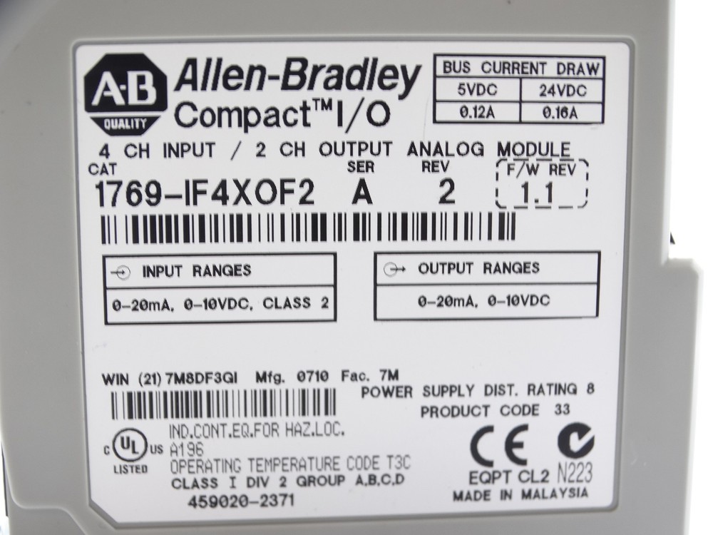 ALLEN BRADLEY 1769-IF4XOF2 PLC MODULE