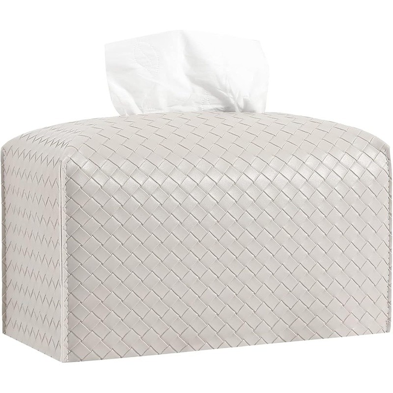 Faux Leather Tissue Box Cover Easy Refill Compact Modern Decorative Holder New