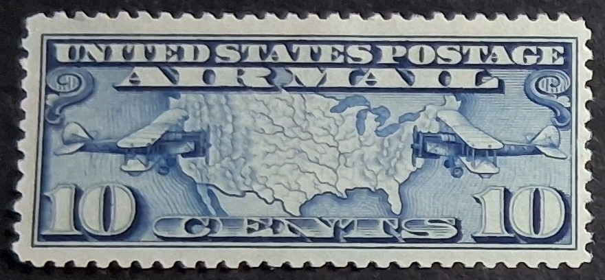 SCOTT C7 MINT VF PLUS LH 10 CENT AIRMAIL MAP & PLANES