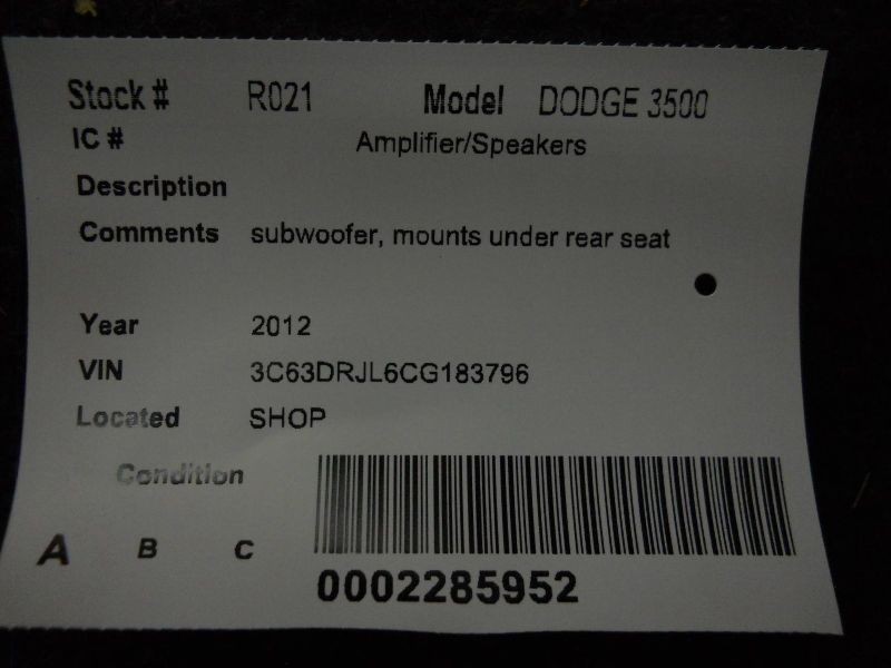 TDODR3500 2012 Speaker 230305