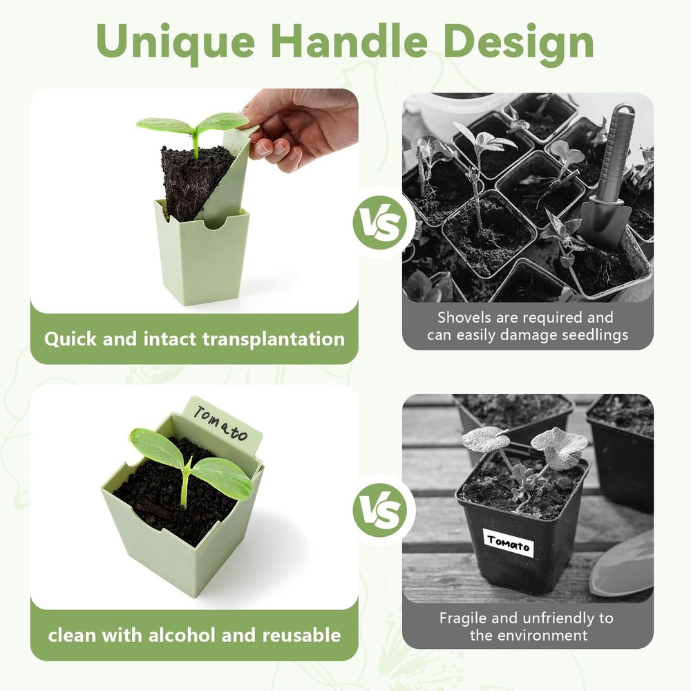 Seed Starter Tray, Dual-Purpose Handles for Transplanting & Labeling, 9 Deep ...