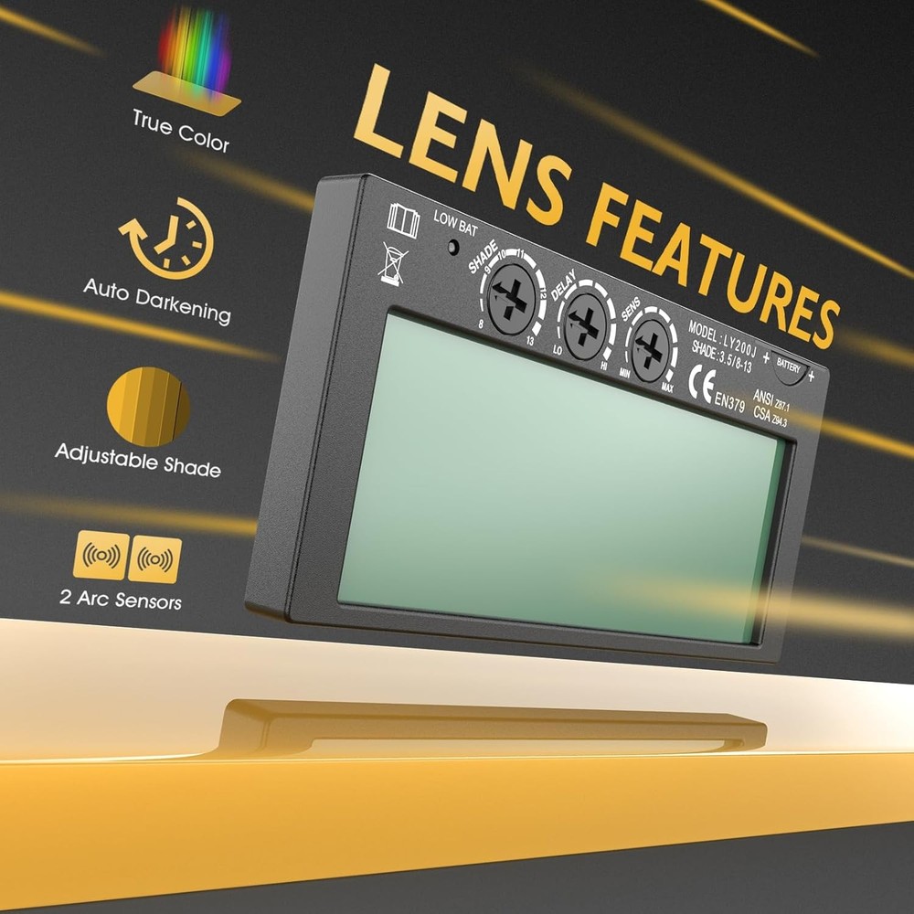 TOOLIOM Auto-Darkening Welding Lens Replacement Solar Charging Variable...