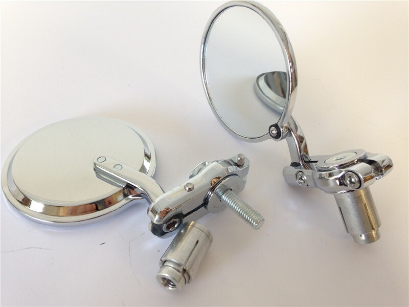 Pair Chrome Foldable Universal Motorcycle Round 7/8" Handle Bar End Side Mirrors