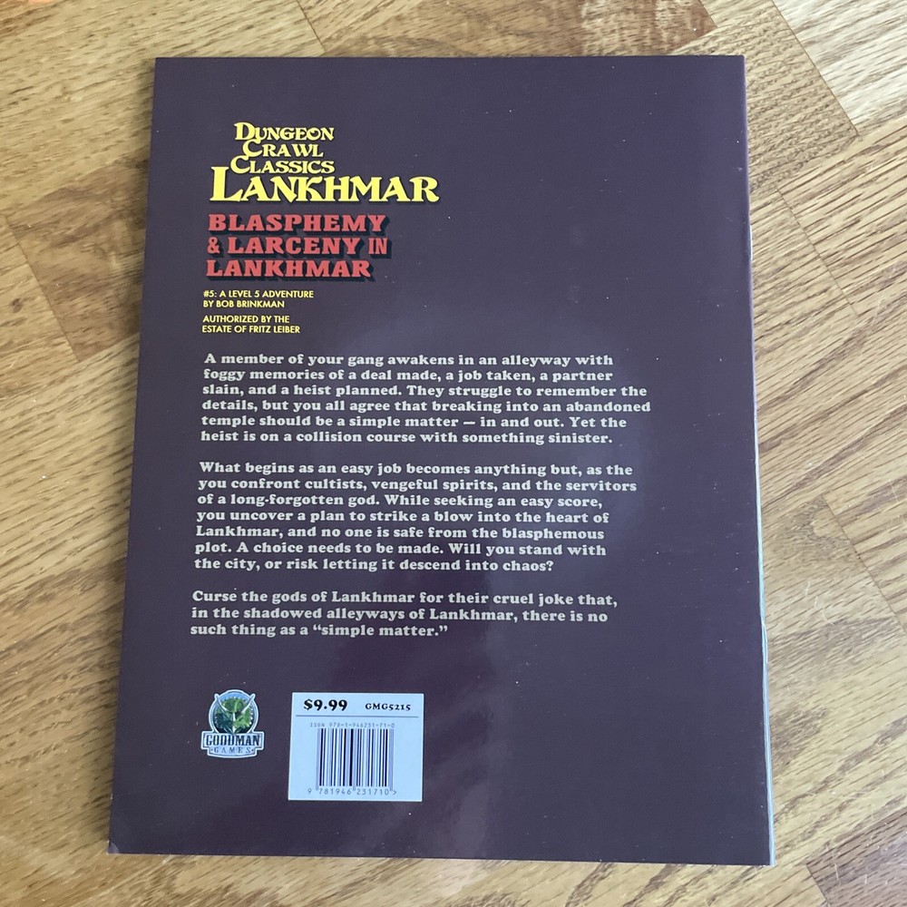 Dungeon Crawl Classics Lankhmar #5: Blasphemy & Larceny dungeons dragons