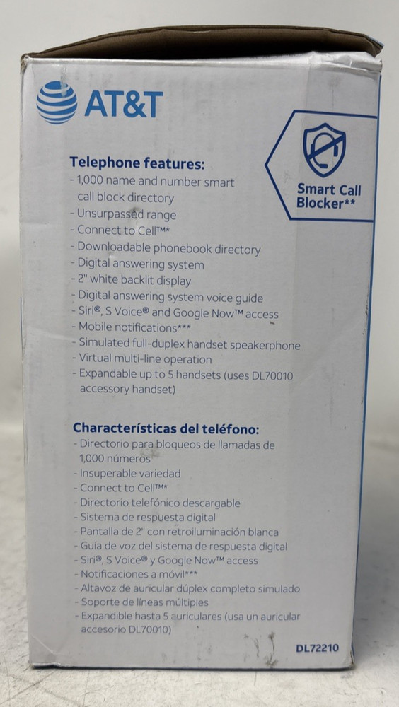 AT&T DL72210 Cordless Bluetooth Phone System With 2 Handsets & Base (USED)