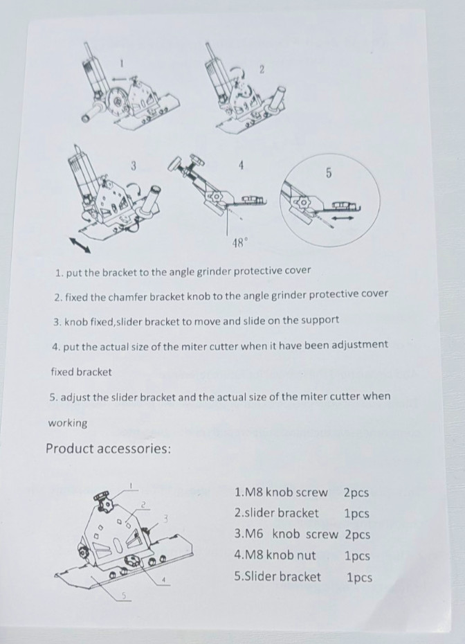 Brand New 45-Degree Ceramic Tile Chamfering Bracket Attachment for Angle Grinder
