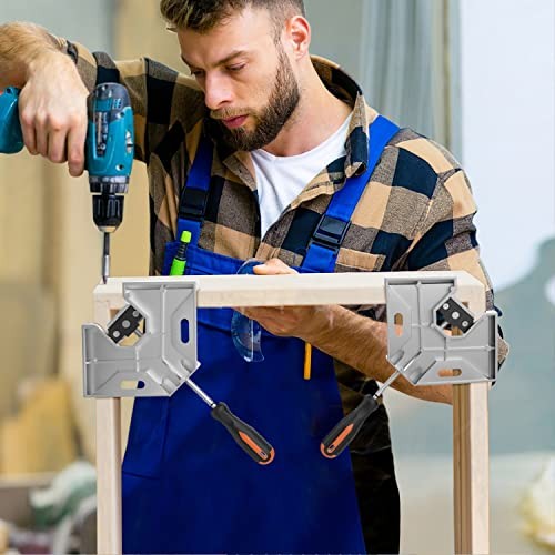 Right Angle Clamp, [PACK] Single Handle 90° Aluminum Alloy 4 Silver Gray