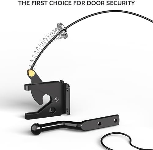 Gate Latch with Spring Cable Pull for Fence Gate - Carbon Steel - Black,Self .