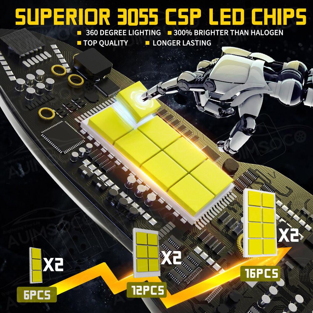 9012 LED Headlight Bulb Kit High Low Beam 6600000LM Super Bright 6500K White