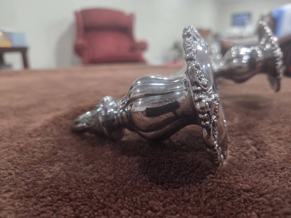 Beautiful Wallace Baroque Silverplate 3 Light Candelabra 14"