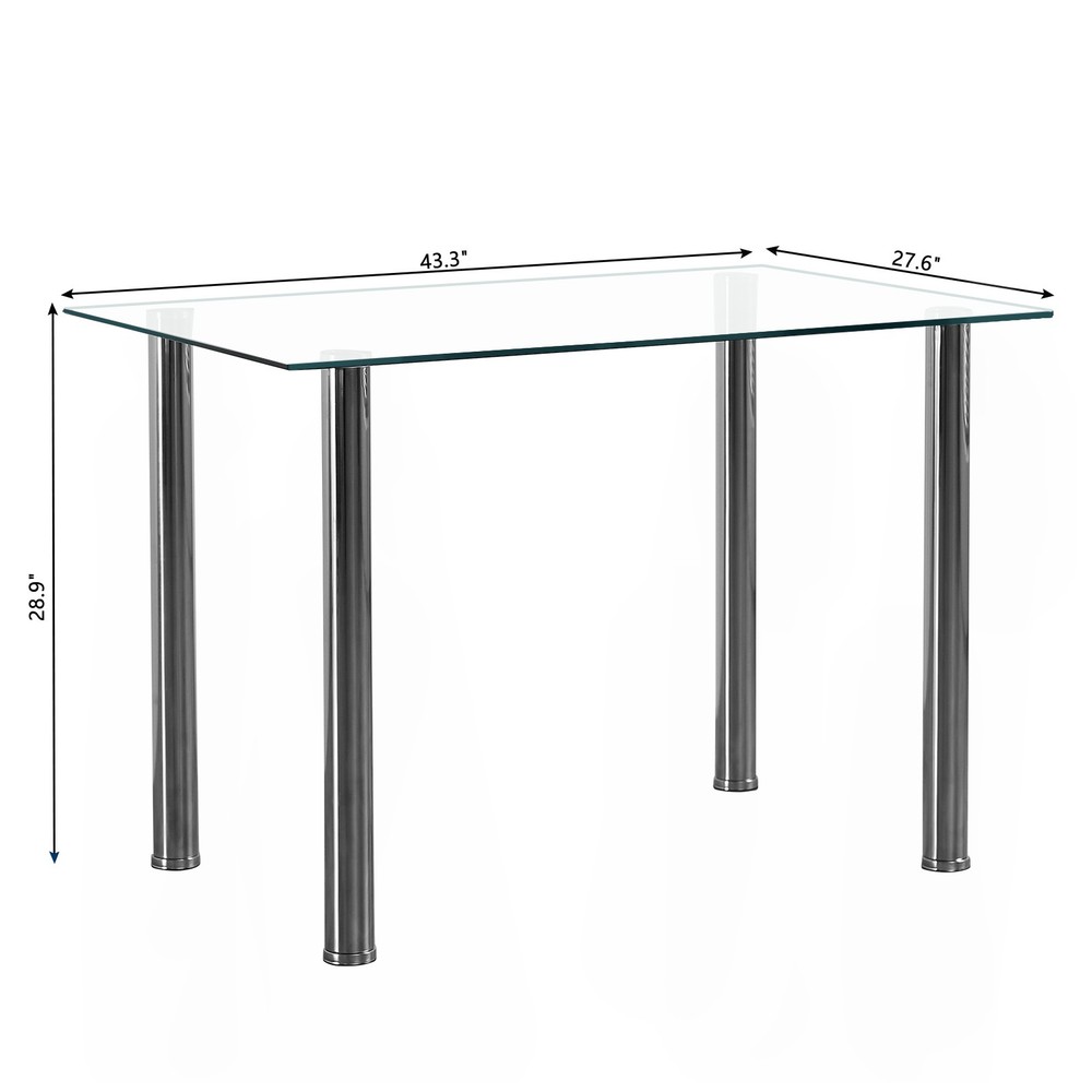 5pcs/set Dining Table Set Kitchen Tempered Glass Dining Table with 4Chairs White