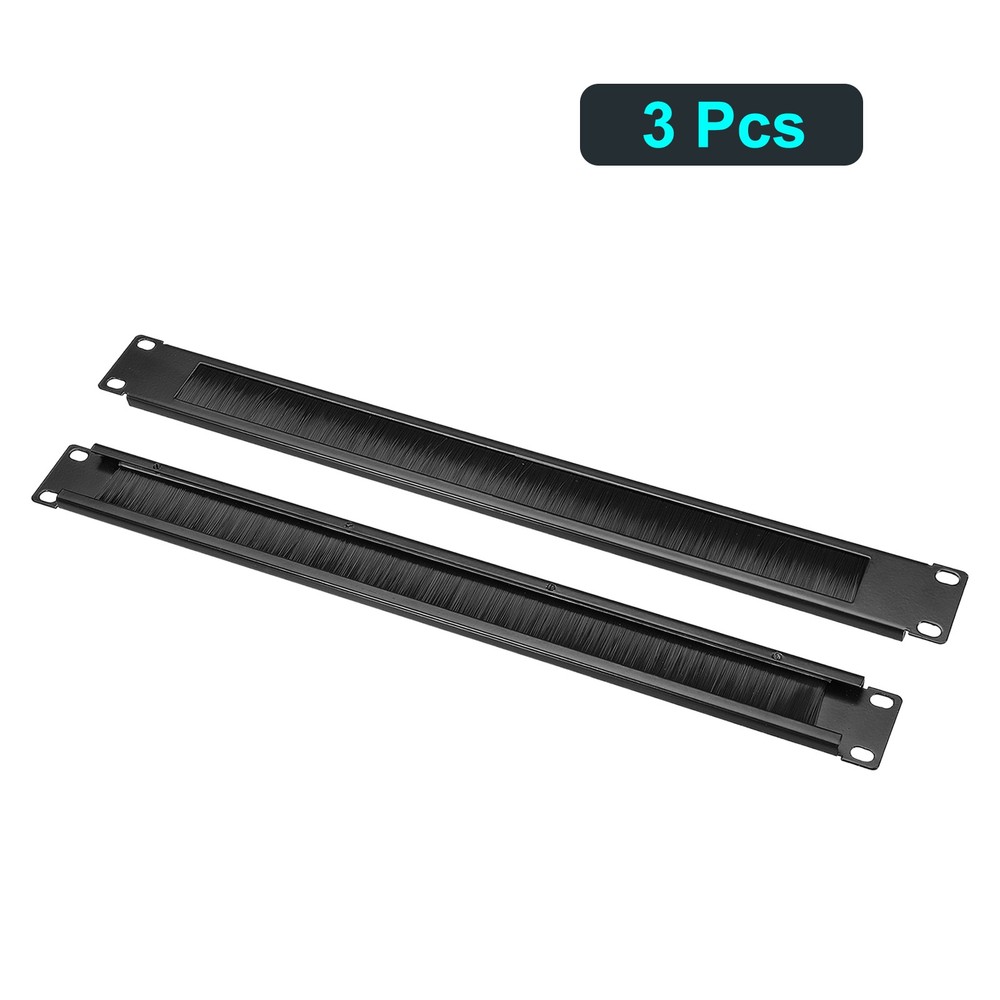 3pcs Brush Cable Manager 1U 19" Horizontal Rack Mount Management Strip Panel