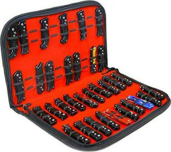 Professional 40 Folding Pocket Knife Roll Collection Storage Display Case New