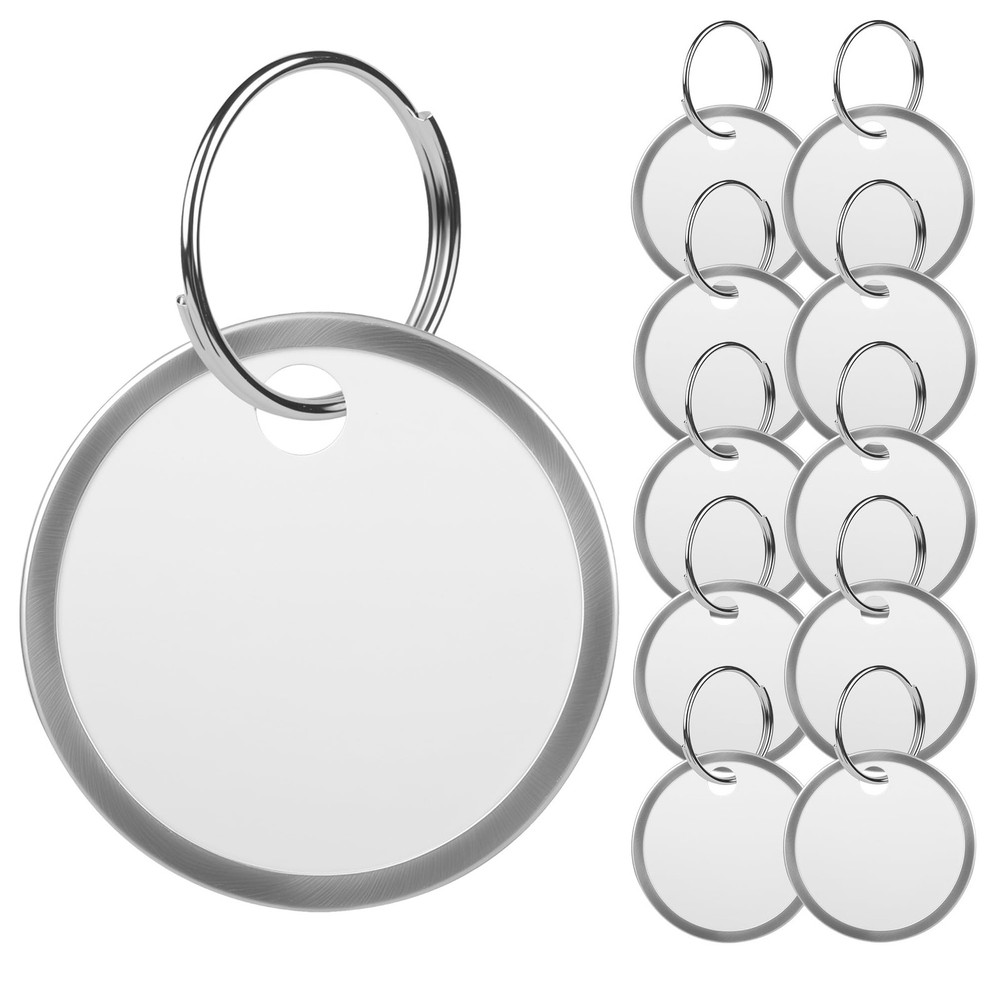 Key Tags Labels with Ring - 10 Pack Metal Rim Key Chain Tags/Identifiers with...