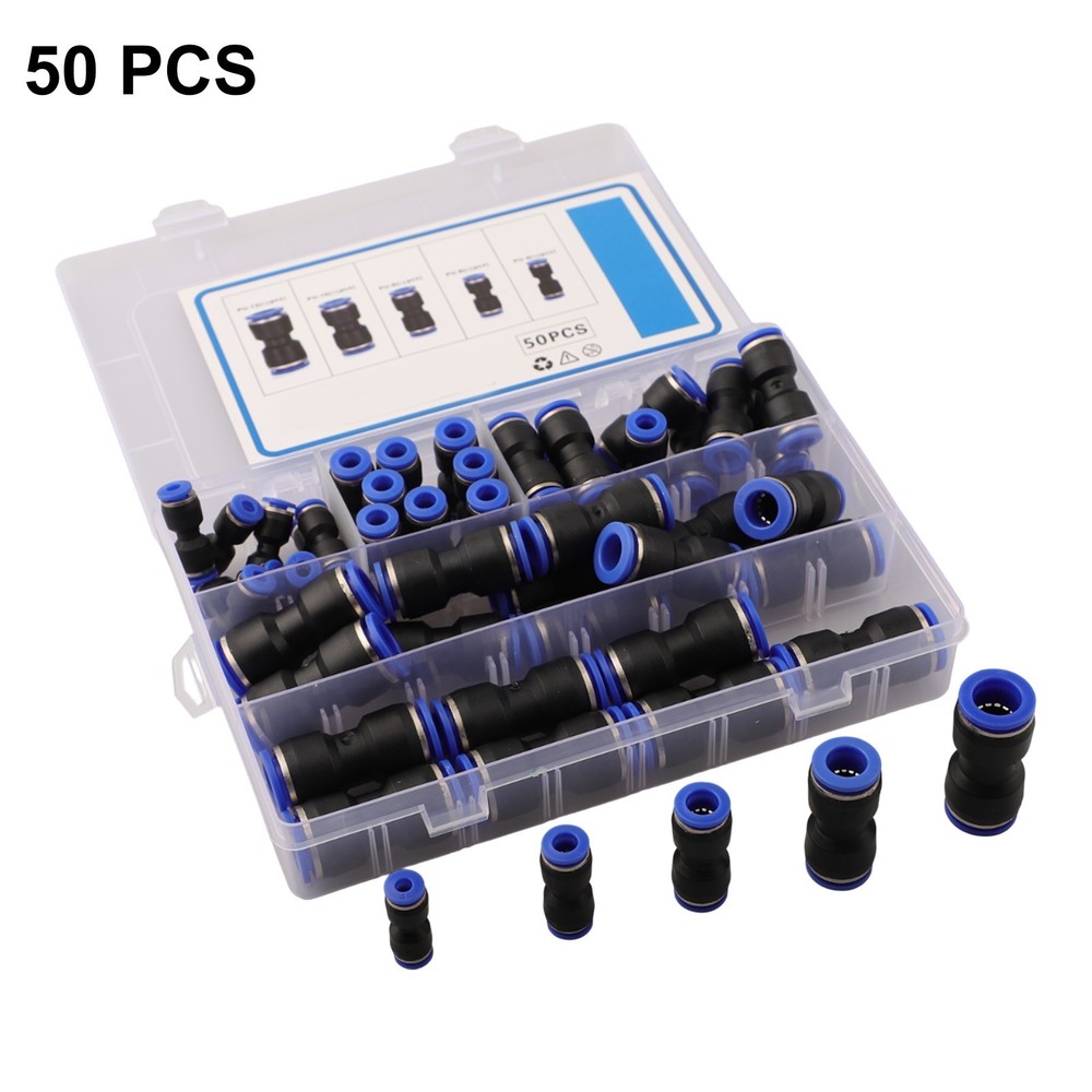 50pcs Straight Push Connectors Compatible with Multiple Pneumatic Systems