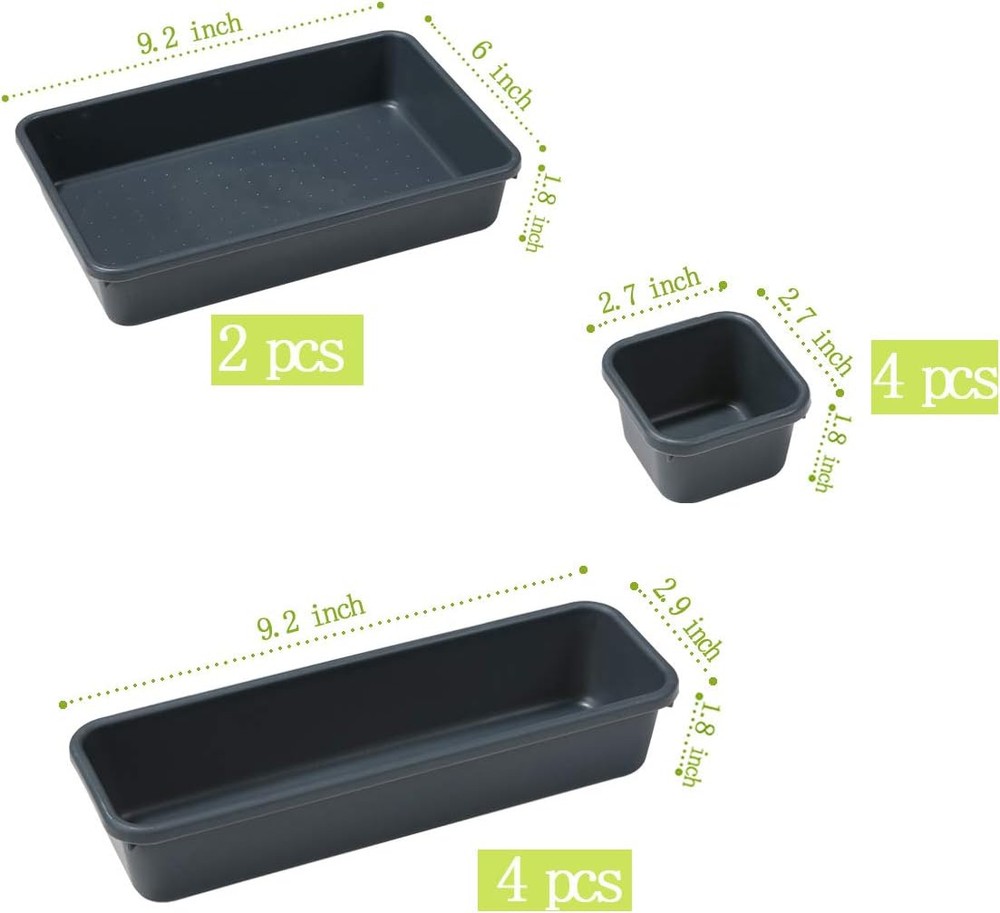 Backerysupply Interlocking Desk Drawer Organizer 10 PIECE VALUE SET, black