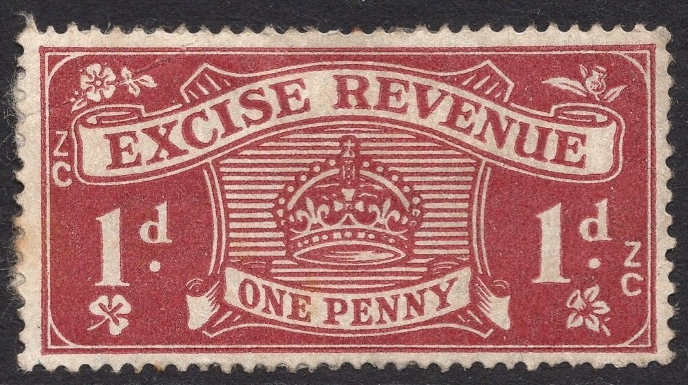 GB (1916) Excise Revenue : 1d Lake C2