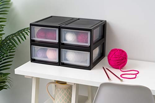 MSD-1 Compact Stacking Drawer, Black, 6 Quart, 4-Pack