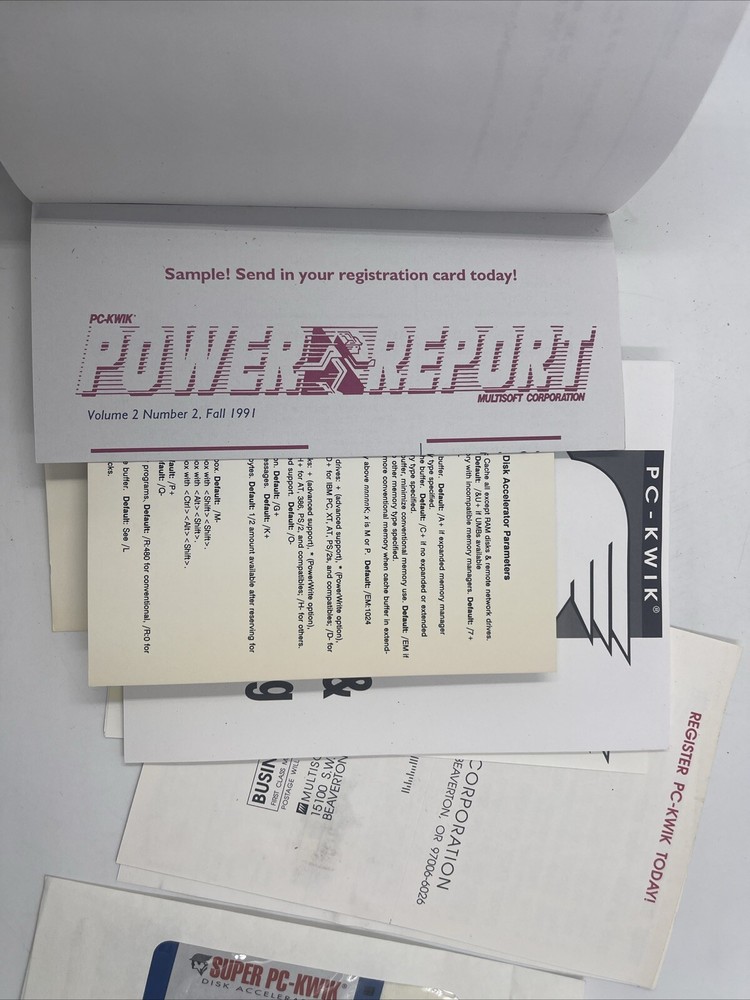 Super PC-KWIK Disc Accelerator Guide Book Version 4 IBM Dos 1988-1991 W/ Floppy