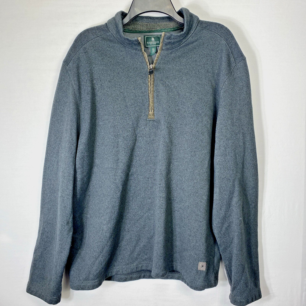 GH Bass & Co Men’s Size Large Hunter Green 1/4 Zip Poly Knit Pullover Sweater