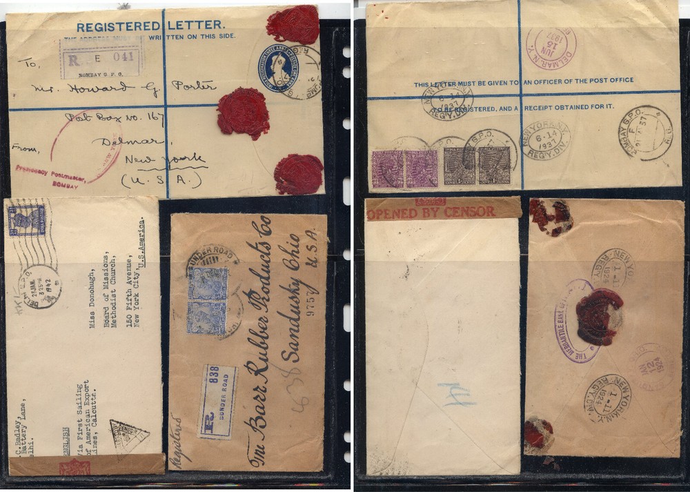 India   3  covers  , one  registered  with  wax  seal