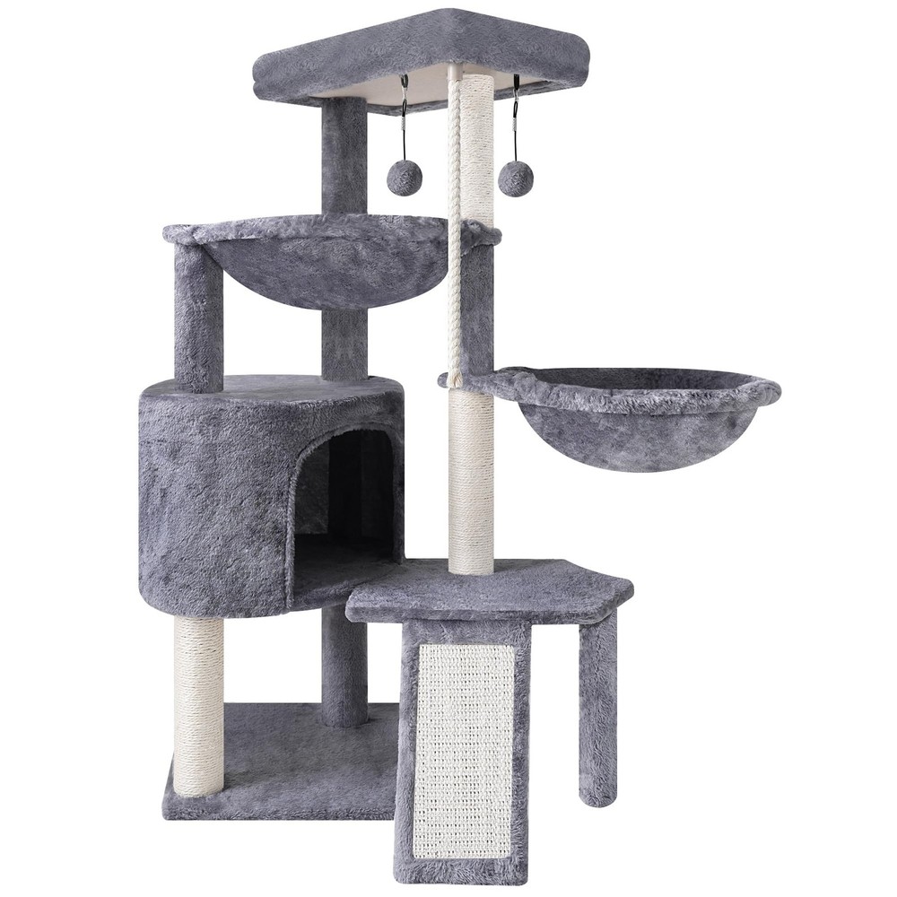 Xin Three Layer Cat Tree with Cat Condo and Hammocks,Grey