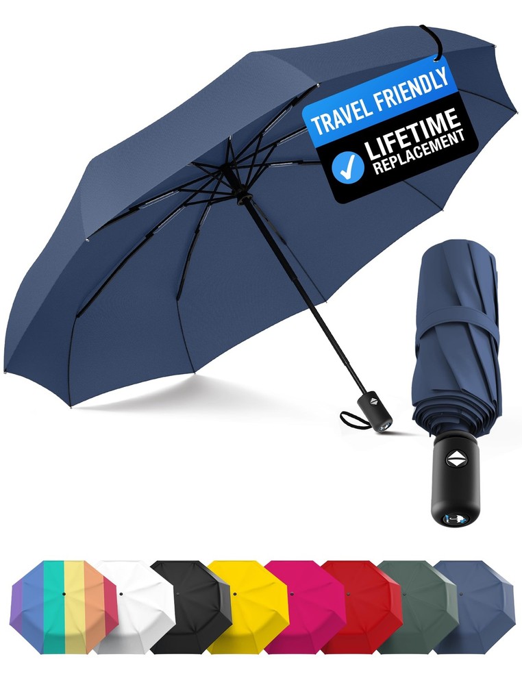 Rain-Mate Windproof Compact Umbrellas for Rain - Strong Compact, H.Navy Blue