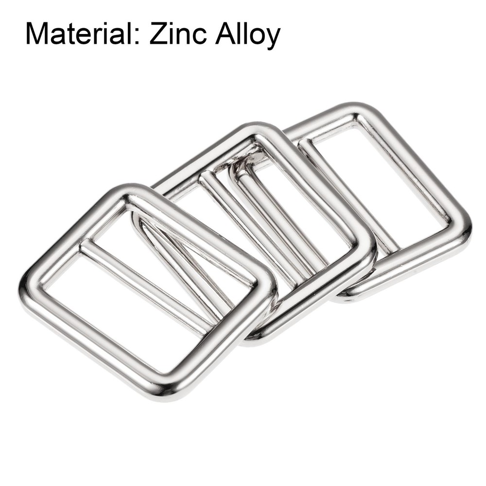 25mm Metal Sled Adjustable Strap Buckle Clasp Silver Tone 6pcs