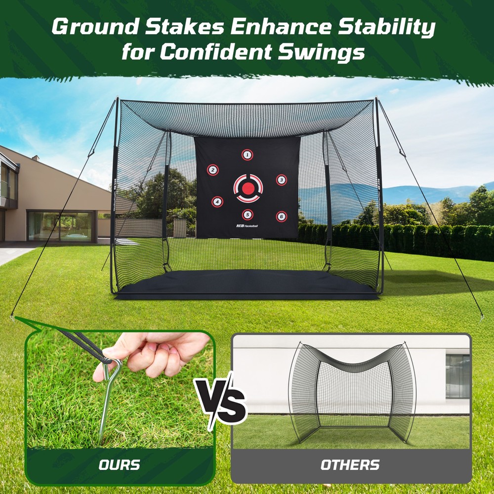 10x8x6ft Golf Hitting Net Cage Professional Golf Practice Net with Target Cloth