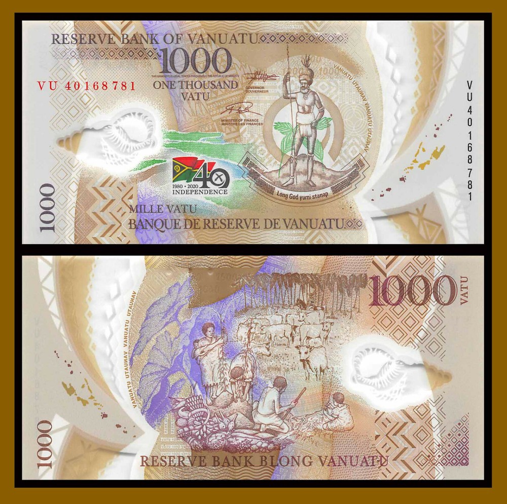 Vanuatu 1000Vatu, 2020 P-New 40 Comm. Independence Polymer Unc
