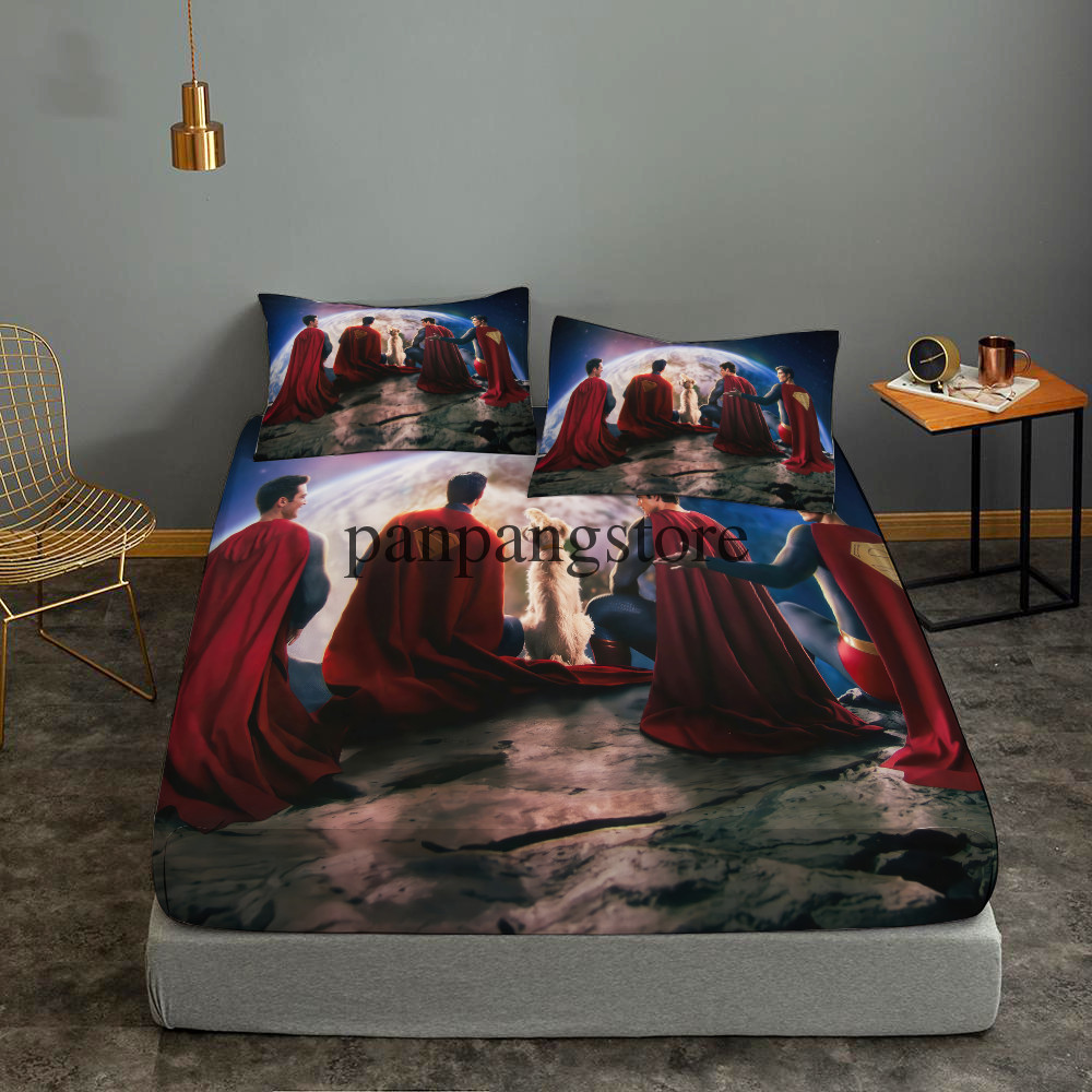 superman Fitted Sheet Set Deep Pocket Bed Sheets&Pillowcase 3PCS Bedding Sets