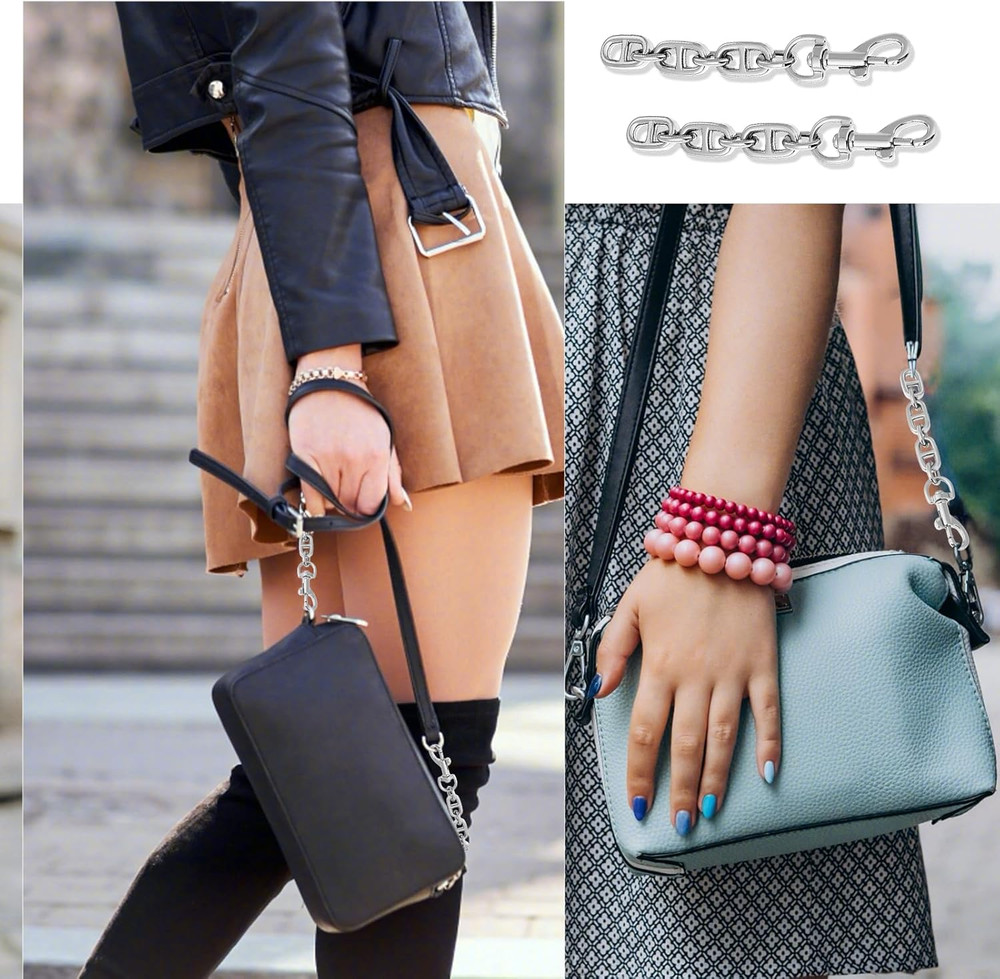 2 Pcs Silver Bag Extender Purse Strap Extender 4.7 Inch Strap Extender for Cross