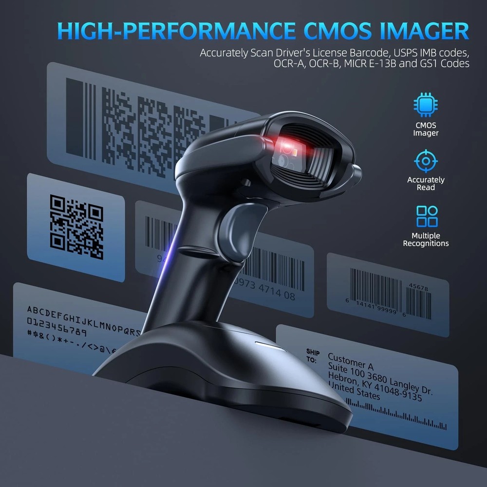 TEEMI TMSL-53CR 2D Bluetooth Barcode Scanner w USB Cradle QR PDF417 Datamatrix