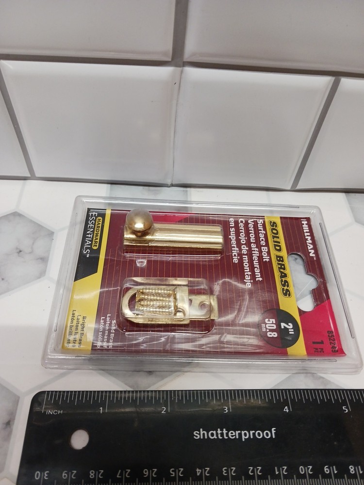 Hardware Essentials 2" SURFACE BOLT by Hillman Hardware #852249 - Solid Brass FS